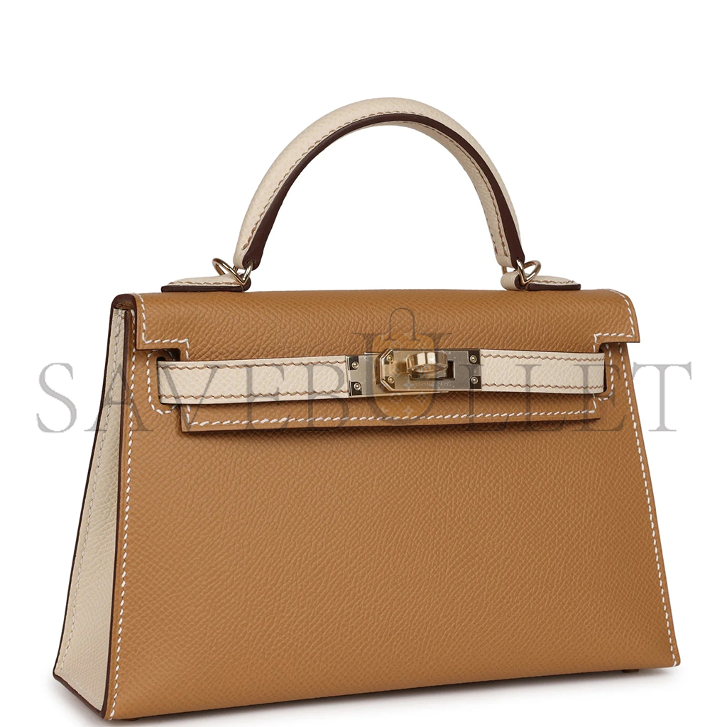 H**mes mini kelly ii epsom biscuit and craie epsom permabrass (19*12*5.5cm)